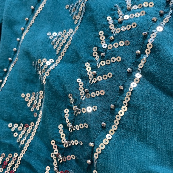 Free People New Light Teal Beaded Sequin Slip Dress XS - Picture 4 of 6